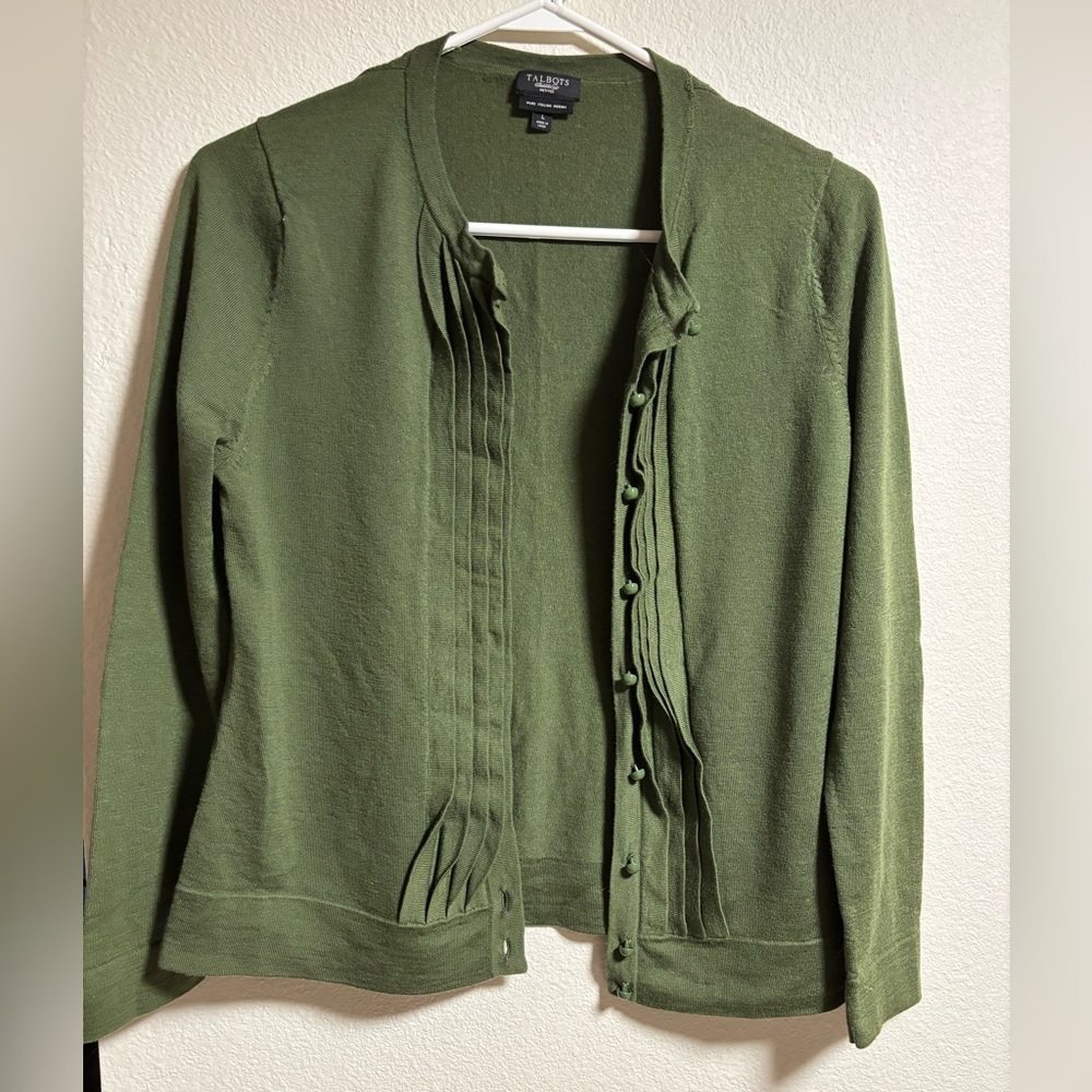 Talbots olive cardigan size large